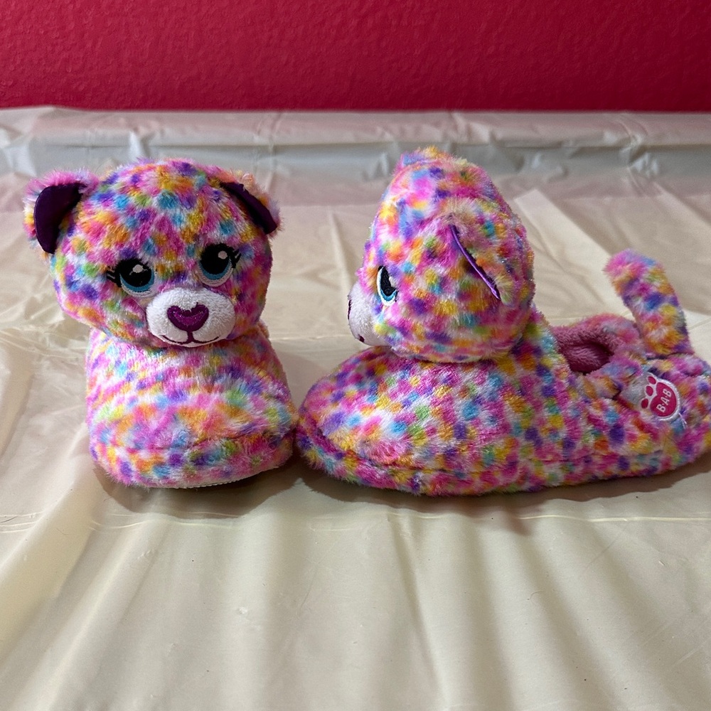 Build-a-Bear Colorful Plush Animal Slippers for Kids size 12-13
